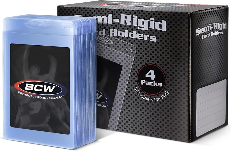 BCW Semi Rigid Card Holder #1 | 200 Pack | Semi Rigid Card Sleeves for Grading Submissions | Protective Holders for Sports & Trading Cards - Image 1